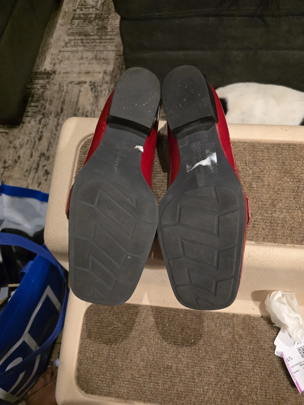 Naturalizer Red Patent Loafers with Buckle Accent